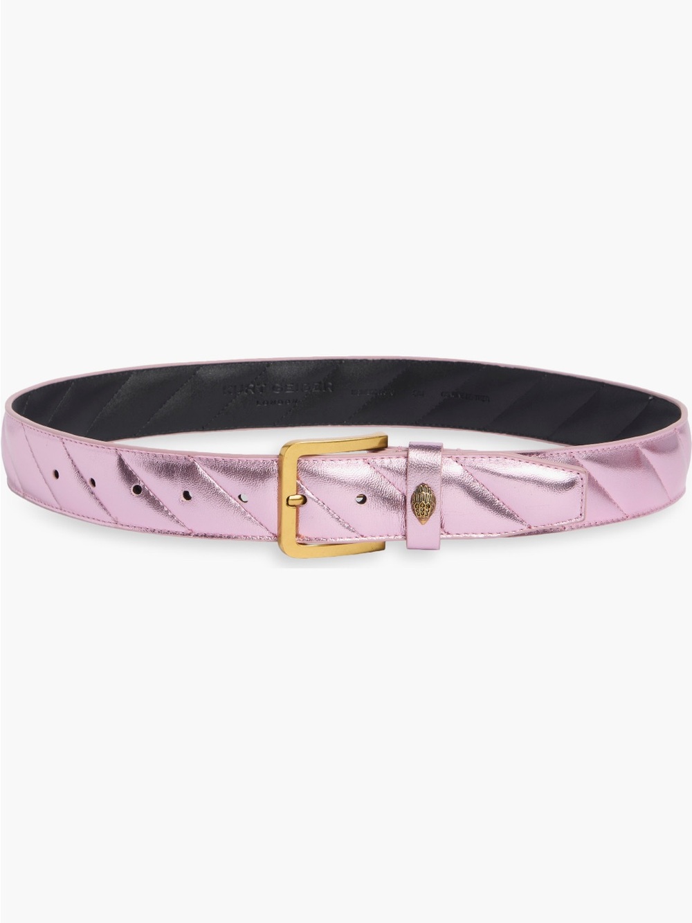 Kurt Geiger Women’s Metallic Pink Quilted Belt w/Gold Buckle